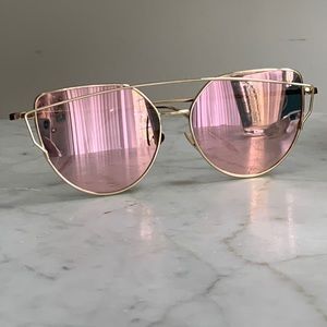 🧡 Cat eye Pink mirrored gold frame aviator new